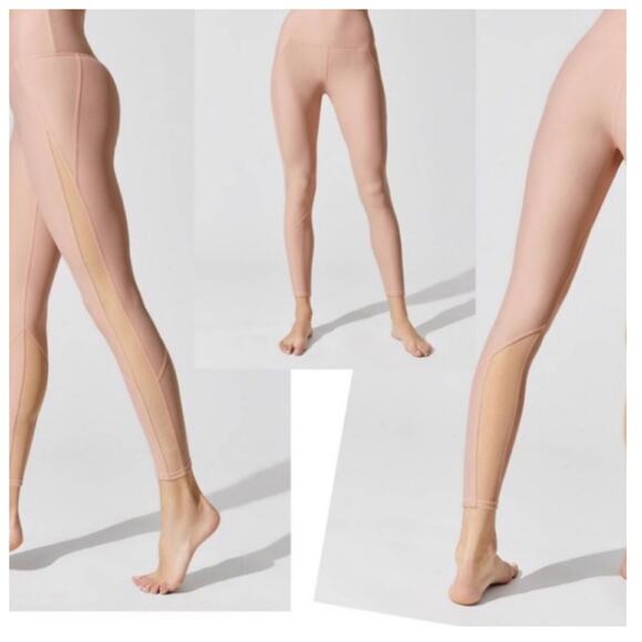 Carbon38 Mesh Insert High Waist Full Length Leggings XS Pink - Picture 7 of 7